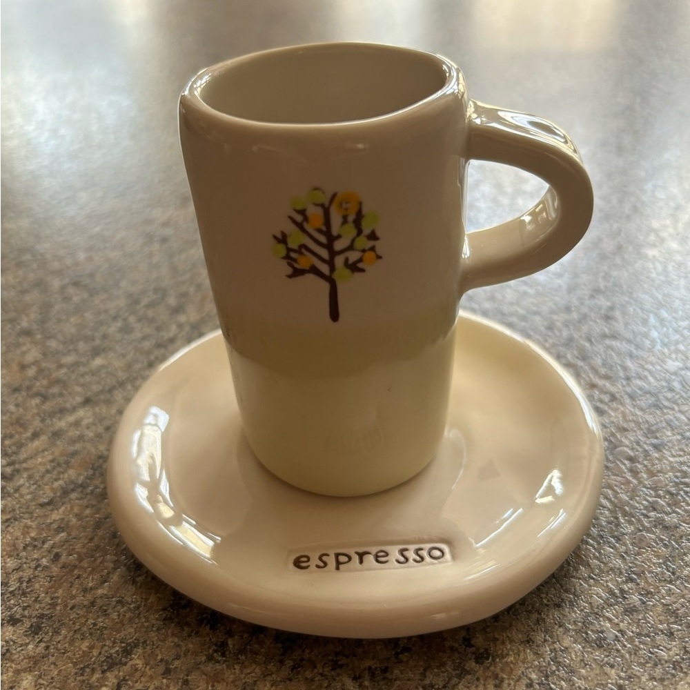 Starbucks Espresso Tree Design Cup and Saucer Set - Cream